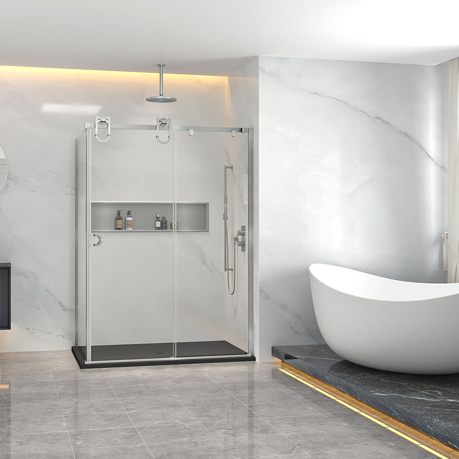 Shower base Slate 60 x 36, in a corner, wall on the right side, in